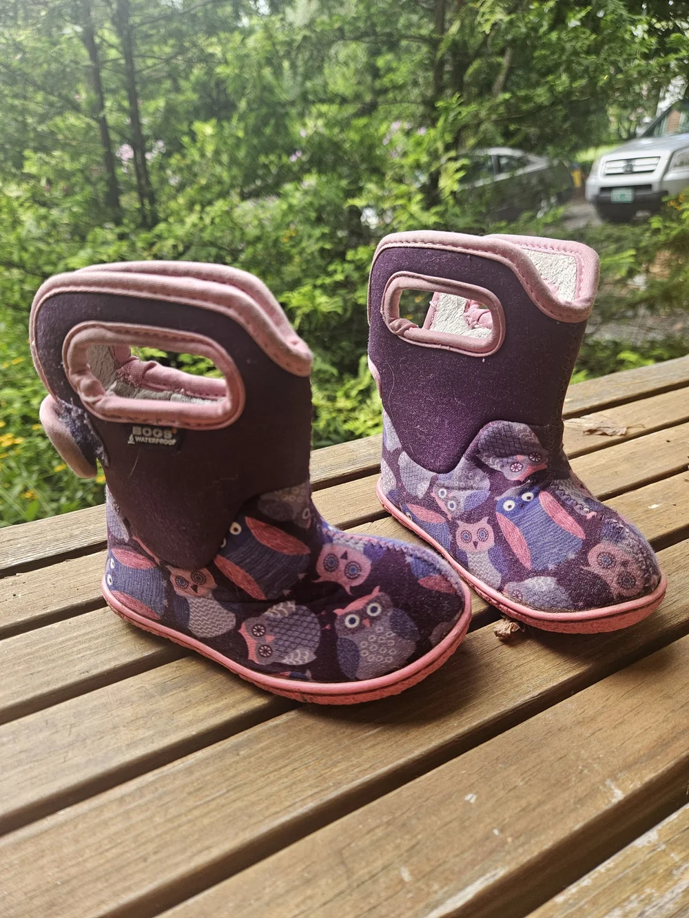 Bogs Kids Waterproof Owl Print Purple Pink Winter Boots